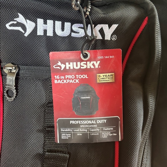 Sky Black Backpack with Red Trim - Picture 2 of 6